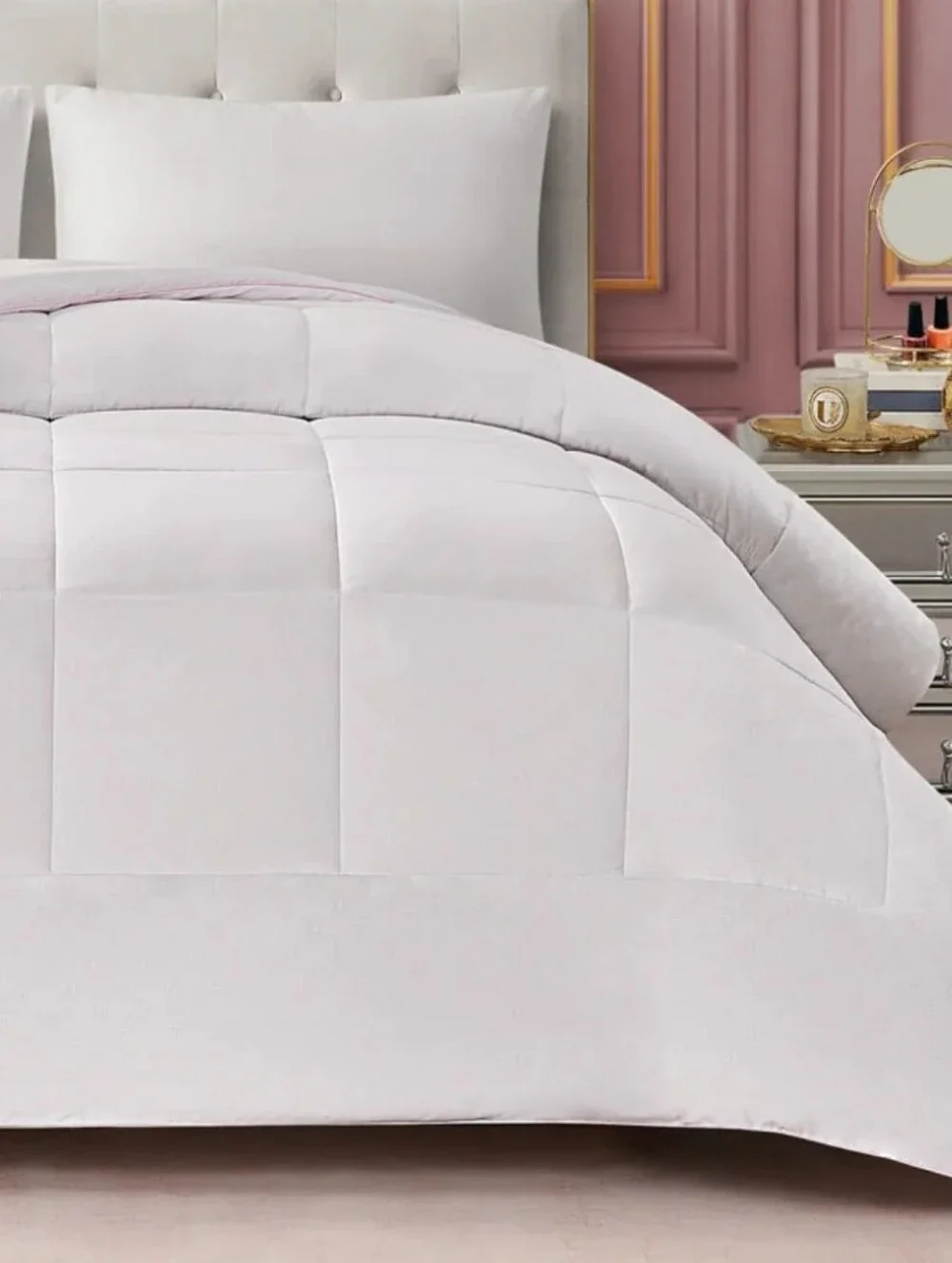 Juicy Couture Home Embossed Down Alternative Queen Comforter- White